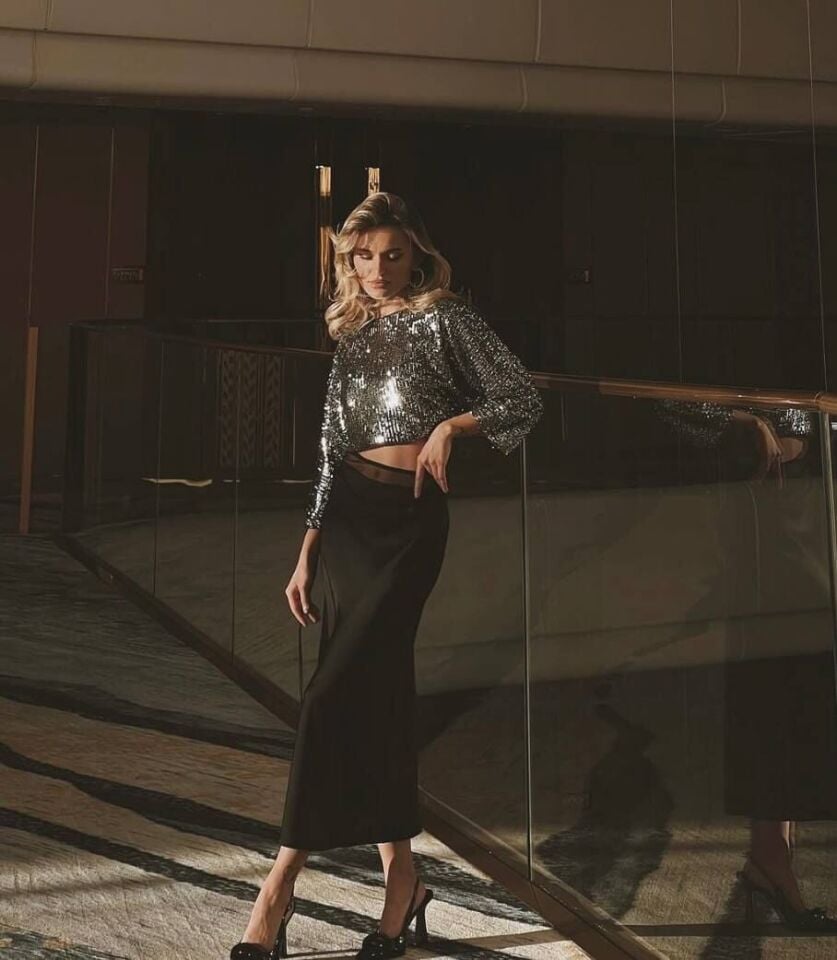 Işıltılı Pul Payet Etekli Takım