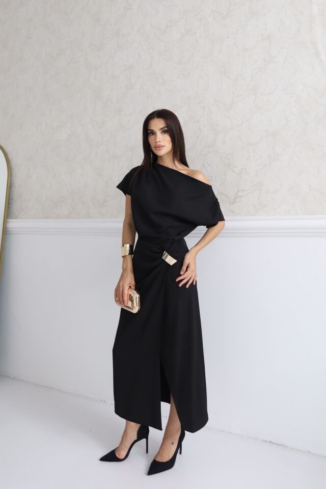 KAYIK YAKA TOKALI ELBİSE