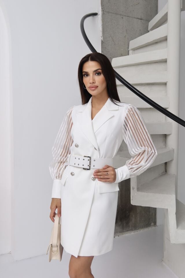 Organze Kollu Ceket Elbise