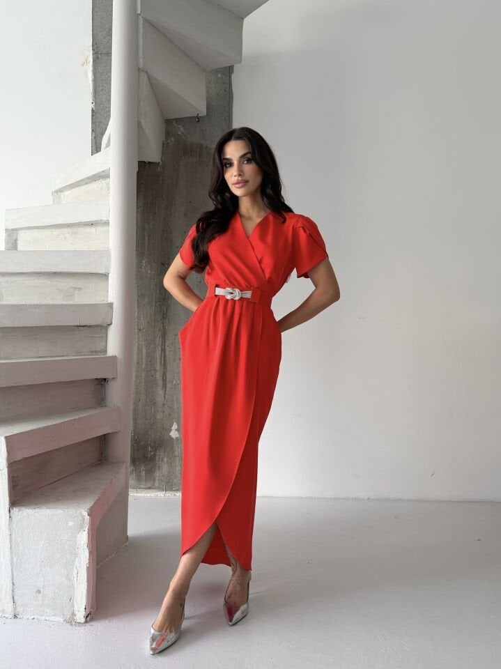 Kruvaze Detaylı Elbise