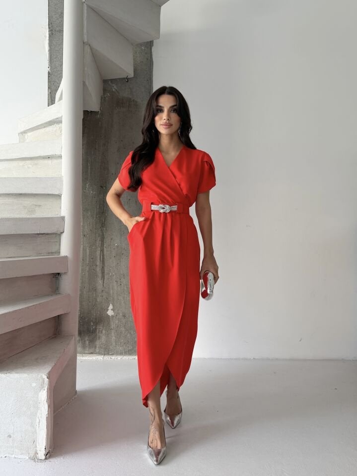 Kruvaze Detaylı Elbise