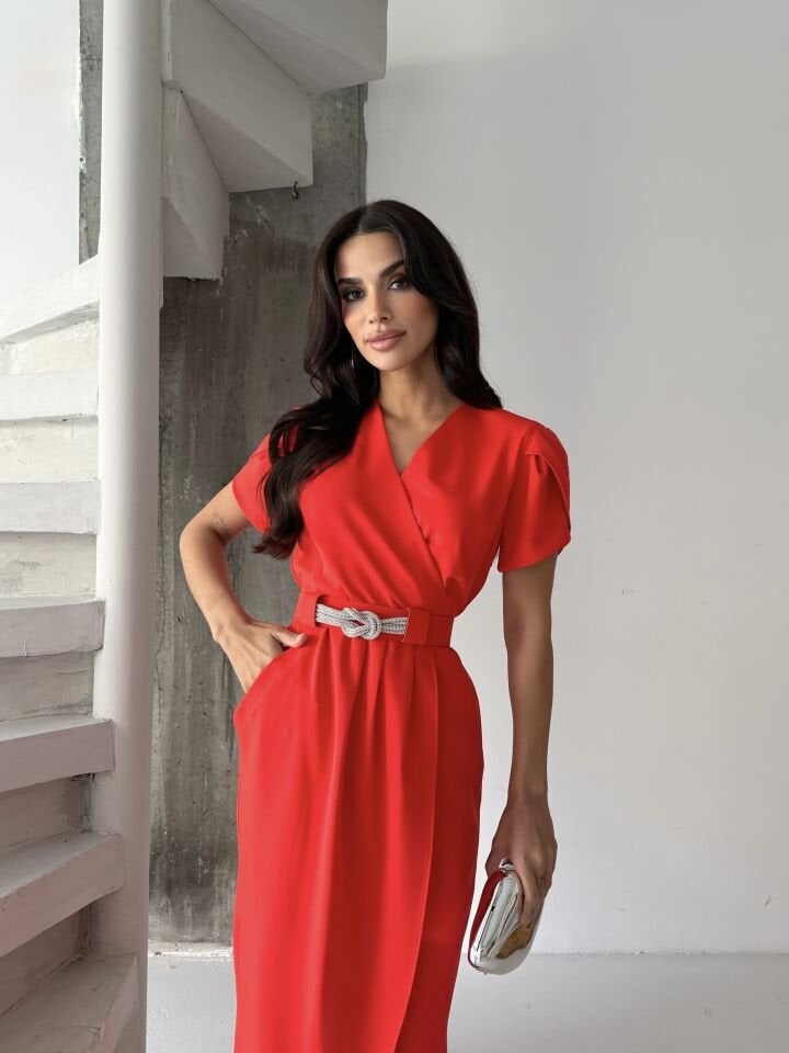 Kruvaze Detaylı Elbise