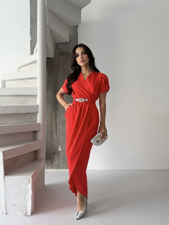 Kruvaze Detaylı Elbise