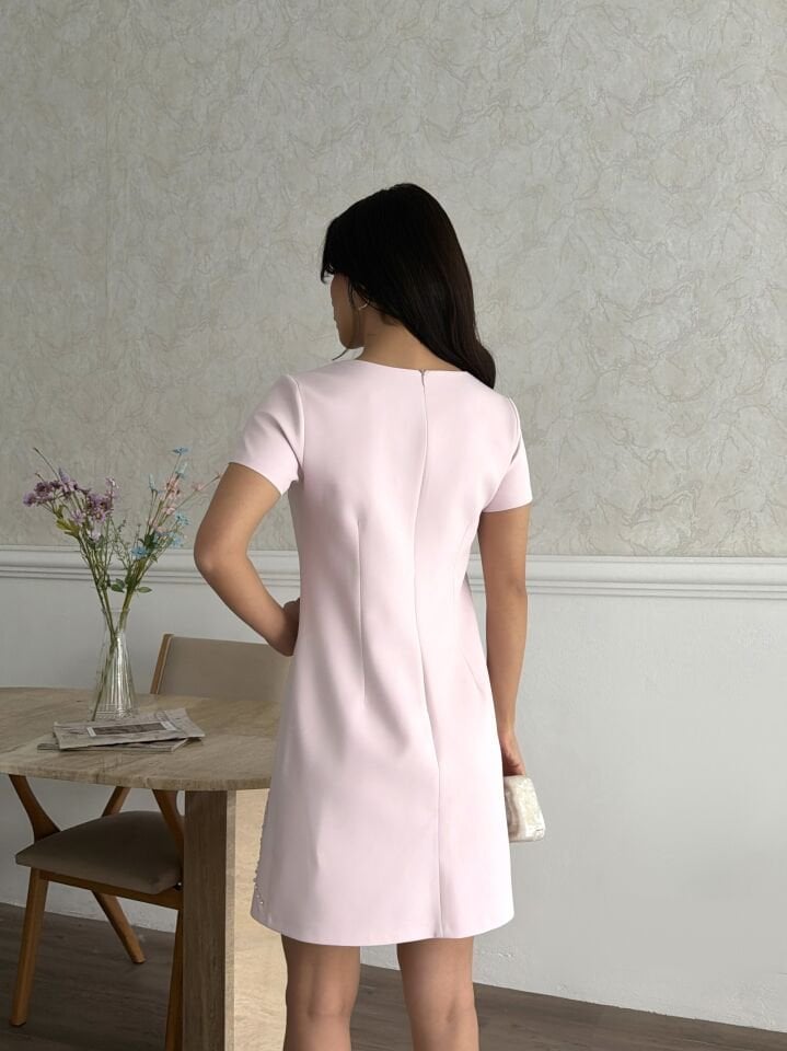 Nakış İşlemeli Elbise Pembe - XL