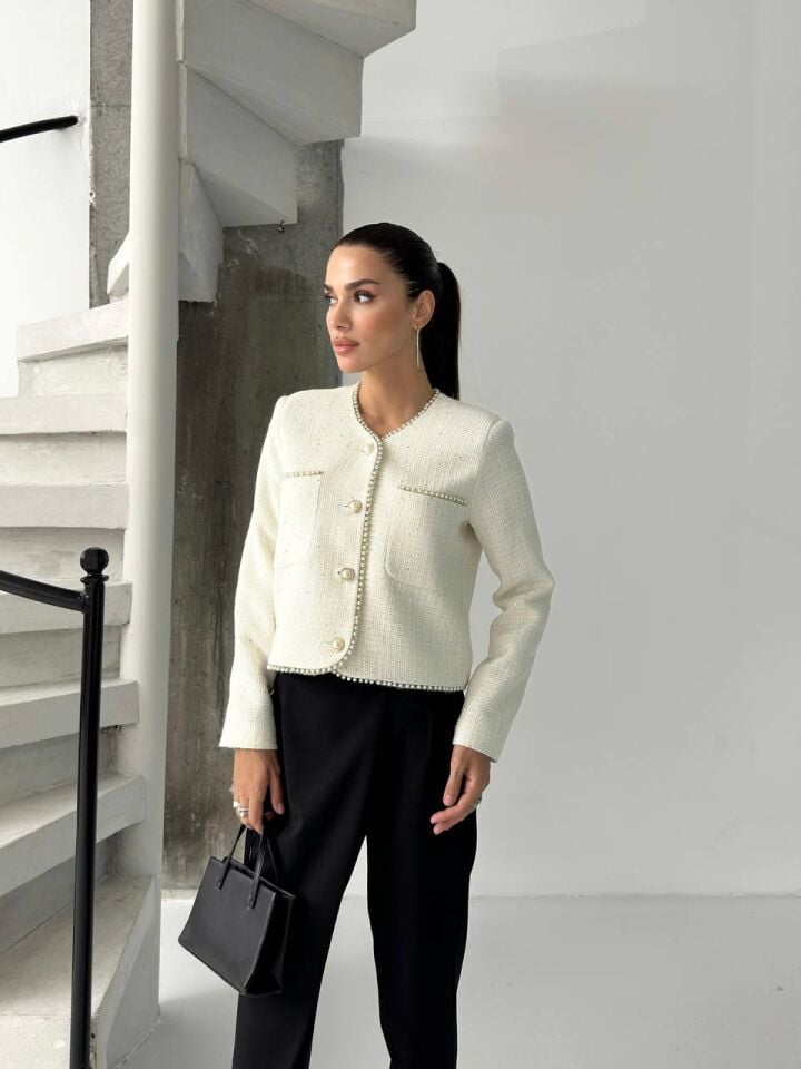 Taş İşlemeli Ceket-Pantolon Takım