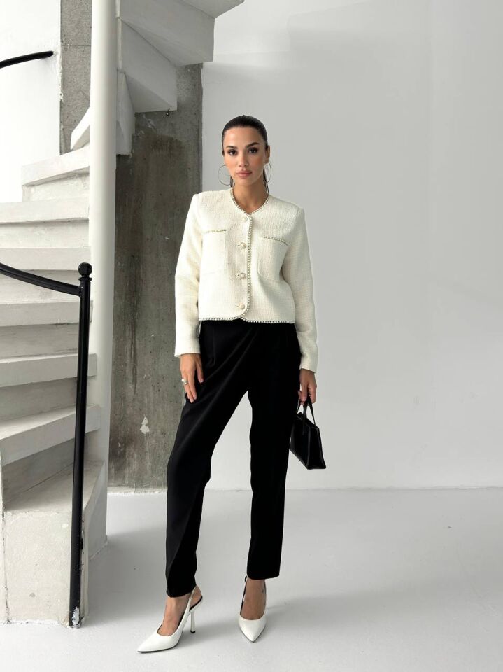 Taş İşlemeli Ceket-Pantolon Takım